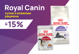 Royal Canin: до -15% на сухие и влажные корма для кошек